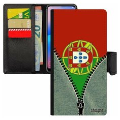 Чехол книжка на смартфон Galaxy S8, "Флаг Португалии на молнии" Туризм Путешествие Utaupia