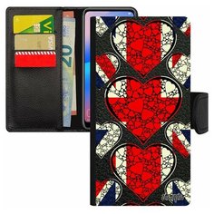 Чехол книжка на смартфон Galaxy S8, "Флаг английский с сердцем" Любовь Туризм Utaupia