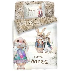 5756/5 КПБ 1,5сп SL I СUTE Зайки нав(1) 50*70 сатин Mona Liza