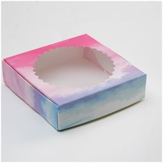 Коробка для печенья с окном, 11,5х11,5х3 (см) Дарите счастье