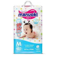 Трусики- подгузники MANUOKI, размер M, 6-11 кг, 56 шт