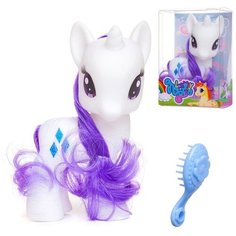Пони с расческой 11,5*7 см, единорог, белая, в прозрачной коробочке Junfa Toys