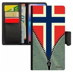 Чехол книжка на смартфон Samsung Galaxy S7 Edge, "Флаг Норвегии на молнии" Страна Utaupia
