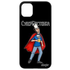 Противоударный чехол на смартфон // Apple iPhone 11 // "Супербретонка" Бретань Супергерой, Utaupia, черный