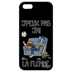 Противоударный чехол на смартфон // iPhone 5 5S SE (2016) // "Не могу - мне лень!" Карикатура Картинка, Utaupia, черный