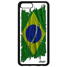 Чехол на смартфон Honor V10 / View 10, "Флаг Бразилии на ткани" Страна Utaupia
