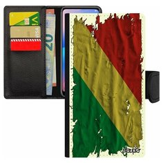 Чехол книжка на смартфон iPhone 7, "Флаг Конго Браззавиль на ткани" Патриот Страна Utaupia