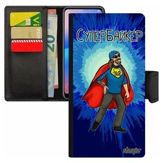 Чехол книжка на смартфон Galaxy S7 Edge, "Супербайкер" Мотард Супергерой Utaupia