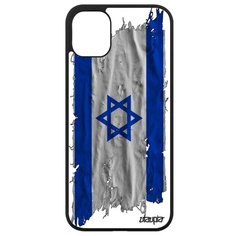 Качественный чехол на смартфон // Apple iPhone 11 // "Флаг Израиля на ткани" Патриот Стиль, Utaupia, белый