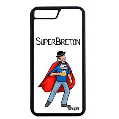 Защитный чехол на смартфон // iPhone 7 Plus // "Супербретонец" Юмор Герой, Utaupia, белый