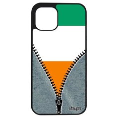 Противоударный чехол на смартфон // iPhone 12 Pro Max // "Флаг Кот- дИвуар на молнии" Путешествие Страна, Utaupia, серый