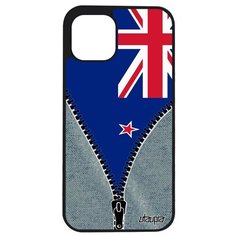 Защитный чехол на смартфон // Apple iPhone 12 Pro Max // "Флаг Новой Зеландии на молнии" Патриот Страна, Utaupia, серый