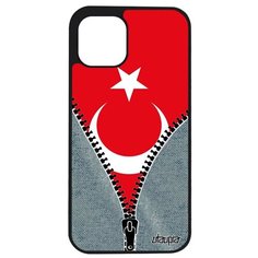 Качественный чехол на смартфон // Apple iPhone 12 Pro Max // "Флаг Турции на молнии" Патриот Путешествие, Utaupia, серый