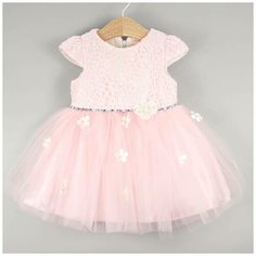 Платье нарядное для девочки (кружево, цветы на юбке), цв. Розовый, р. 104 Baby Rose