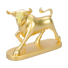 Интерьерная статуэтка Бык на подставке, ПС , золотой Vernissage of History