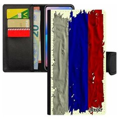 Чехол книжка на смартфон iPhone 8 Plus, "Флаг России на ткани" Страна Государственный Utaupia