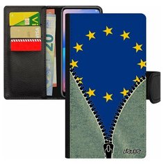 Чехол книжка на смартфон iPhone 7 Plus, "Флаг Европы на молнии" Путешествие Страна Utaupia