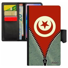 Чехол-книжка на смартфон iPhone 7 Plus, "Флаг Туниса на молнии" Туризм Страна Utaupia