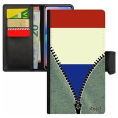 Чехол-книжка на смартфон Apple iPhone 8 Plus, "Флаг Франции на молнии" Путешествие Туризм Utaupia