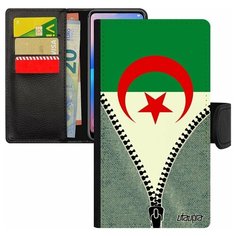 Чехол книжка на смартфон Apple iPhone 8 Plus, "Флаг Алжира на молнии" Туризм Путешествие Utaupia