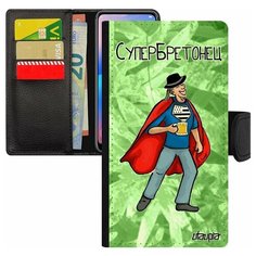 Чехол книжка на смартфон iPhone 8 Plus, "Супербретонец" Комикс Юмор Utaupia