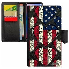 Чехол-книжка на смартфон iPhone 8 Plus, "Флаг Соединенных Штатов с сердцем" Путешествие Utaupia