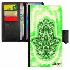 Чехол книжка на смартфон iPhone 8, "Рука Фатимы" Оберег Талисман Utaupia