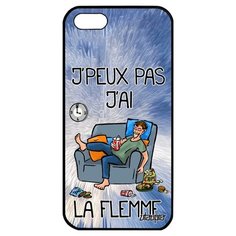 Защитный чехол на смартфон // Apple iPhone 5 5S SE (2016) // "Не могу - мне лень!" jpeux Карикатура, Utaupia, голубой