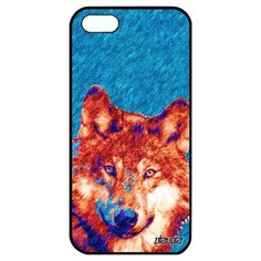 Красивый чехол на смартфон // Apple iPhone 5 5S SE (2016) // "Дикий волк" Хаски Хищник, Utaupia, голубой