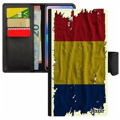 Чехол книжка на смартфон iPhone SE 2020, "Флаг Румынии на ткани" Государственный Страна Utaupia