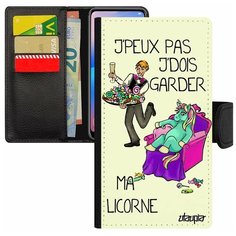 Чехол книжка на смартфон iPhone SE 2020, "Не могу - сижу с единорогом!" Юмор Пародия Utaupia