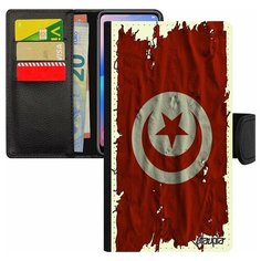 Чехол книжка на смартфон iPhone 8 Plus, "Флаг Туниса на ткани" Патриот Государственный Utaupia