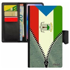 Чехол книжка на смартфон iPhone 8 Plus, "Флаг Гвинеи Экваториальной на молнии" Туризм Utaupia