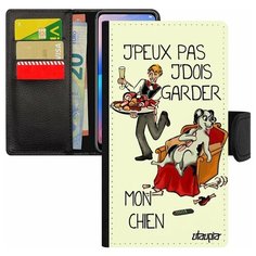 Чехол книжка на смартфон iPhone 8 Plus, "Не могу - у меня собака!" Юмор Карикатура Utaupia