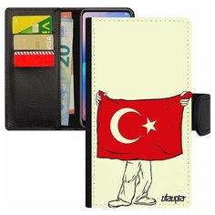 Чехол книжка на смартфон iPhone 8, "Флаг Турции с руками" Туризм Государственный Utaupia