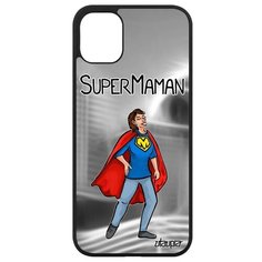 Красивый чехол на смартфон // iPhone 11 // "Супермама" Веселый Комичный, Utaupia, серый