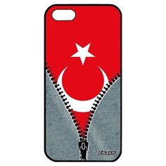Дизайнерский чехол на смартфон // iPhone 5 5S SE (2016) // "Флаг Турции на молнии" Стиль Туризм, Utaupia, серый