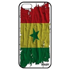 Ударопрочный чехол на смартфон // iPhone 5 5S SE (2016) // "Флаг Сенегала на ткани" Патриот Государственный, Utaupia, белый