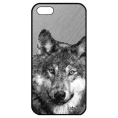 Стильный чехол на смартфон // iPhone 5 5S SE (2016) // "Дикий волк" Злой Хаски, Utaupia, серый
