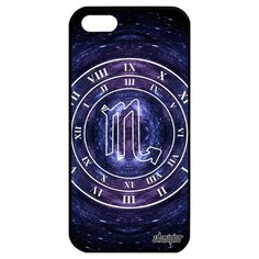 Модный чехол на смартфон // Apple iPhone 5 5S SE (2016) // "Зодиак Скорпион" Каллиграфия Дизайн, Utaupia, синий
