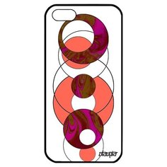 Защитный чехол на смартфон // iPhone 5 5S SE (2016) // "Круги" Рисунок Дизайн, Utaupia, розовый
