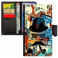 Чехол-книжка на смартфон iPhone SE 2020, "Мистер усы" Шляпа Котелок Utaupia