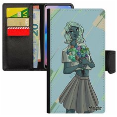 Чехол книжка на смартфон iPhone SE 2020, "Девушка и цветы" Манга Аниме Utaupia