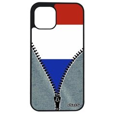 Ударопрочный чехол на смартфон // Apple iPhone 12 Mini // "Флаг Франции на молнии" Патриот Государственный, Utaupia, серый