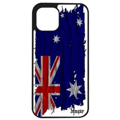 Красивый чехол на смартфон // Apple iPhone 12 Pro Max // "Флаг Австралии на ткани" Страна Государственный, Utaupia, белый