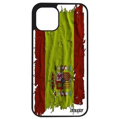 Красивый чехол на смартфон // Apple iPhone 12 Pro Max // "Флаг Испании на ткани" Патриот Государственный, Utaupia, белый