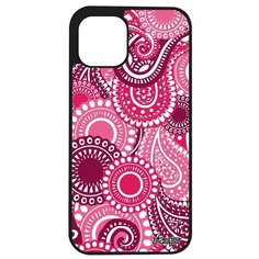 Качественный чехол на смартфон // Apple iPhone 12 Pro Max // "Кружевной узор" Плетение Кашемир, Utaupia, фуксия