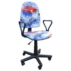 PRESTIGE (Престиж) GTP CPT PM60 Детская ткань и флок Кресло (велюр Top Gear 006, машинки на синем фоне) Nowy Styl