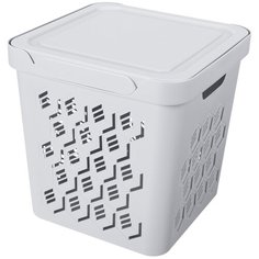 Ящик с крышкой универсальный "DELUXE", 286х286х286 мм, 18л (Светло- серый) Econova