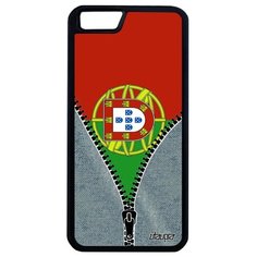 Необычный чехол на смартфон // Apple iPhone 6 Plus // "Флаг Португалии на молнии" Государственный Страна, Utaupia, серый